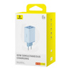 ŁADOWARKA SIECIOWA BASEUS GAN6 PRO, 2XUSB-C + 2XUSB, 65W (NIEBIESKA)
