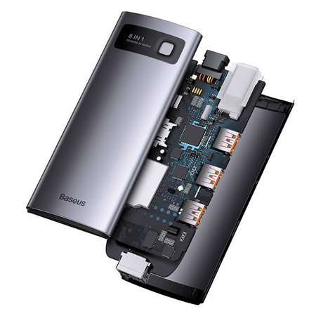 HUB 8W1 BASEUS STARJOY SERIES, USB-C DO HDMI + 3 X USB 3.1 + USB-C PD + RJ45 + MICROSD/SD