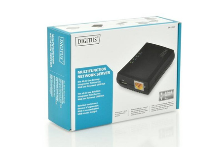 DIGITUS WIELOFUNKCYJNY SERWER WYDRUKU/PRINT SERVER 1XUSB 2.0 HUB SIECIOWY, NAS, 1X RJ45, LAN 10/100MBPS