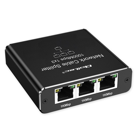 QOLTEC ROZDZIELACZ SPLITTER ETHERNET MINI SWITCH 1X3 RJ45 | 1000MB/S | USB-C | ALUMINIUM