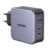 Ładowarka sieciowa UGREEN CD289, 2x USB-C, 1x USB-A, GaN, 140W, Kabel 2m (szary)