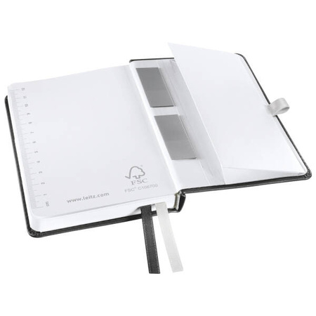 NOTATNIK A6 LEITZ STYLE 44910094 SATYNOWA CZERŃ W KRATKĘ TWARDA OPRAWA 80 KARTEK