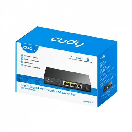 CUDY KONTROLER AP 2-IN-1 SMB ROUTER/ AP CONTROLLER 2-IN-1 SMB ROUTER / AP CONTROLLER, 1 GIGABIT ETHERNET + 4 GIGABIT POE+ PSE POR + 1 US