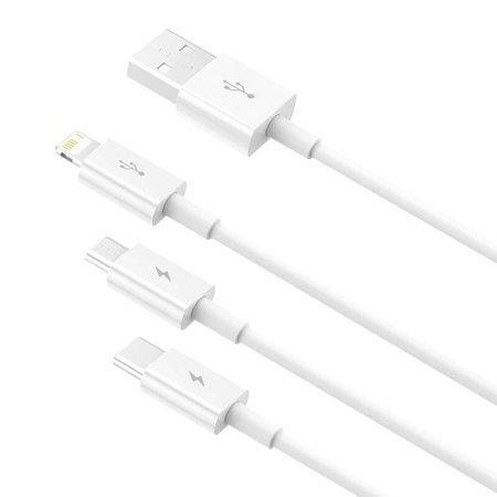 KABEL SZYBKIEGO ŁADOWANIA  BASEUS SUPERIOR DATA USB DO M+L+C 3.5A 1M(WHITE)