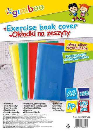 OKŁADKA NA ZESZYTY A4 GIMBOO PRZEZROCZYSTA MIX KOLORÓW
