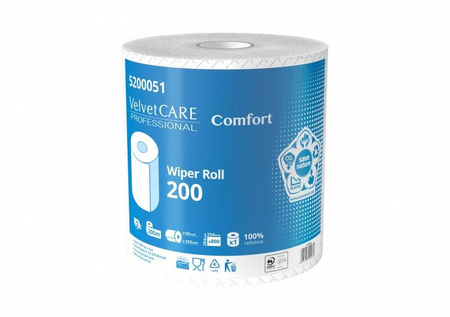 CZYŚCIWO PRZEMYSŁOWE DWUWARSTWOWE CELULOZOWE VELVET CARE 200 5200051 BIAŁY 200M 1 SZT.