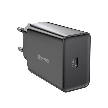 ŁADOWARKA SIECIOWA BASEUS SPEED MINI QUICK CHARGER, USB-C, PD, 3A, 20W (CZARNA)