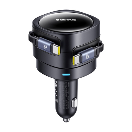 ŁADOWARKA SAMOCHODOWA BASEUS ENJOYMENT MAX Z KABLAMI USB-C+USB-C 60W CZARNY