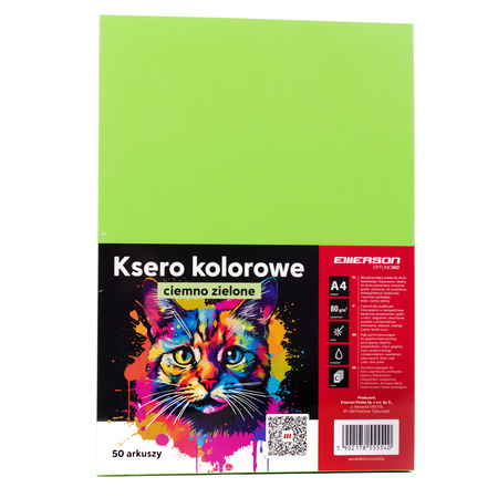 PAPIER KSERO KOLOR A4 EMERSON CIEMNY ZIELONY 80G 50 ARK