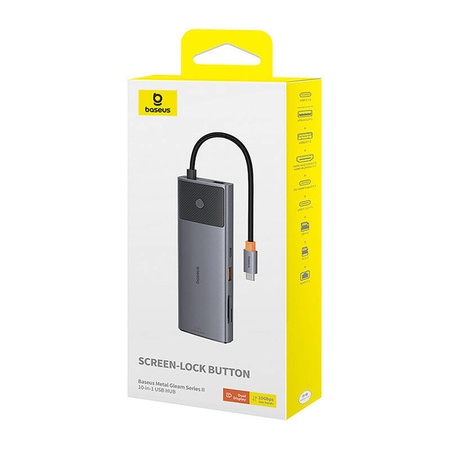 ADAPTER HUB 10W1 BASEUS 2X HDMI, USB-C, 3XUSB-A+RJ45+SD/TF, PD (SZARY)