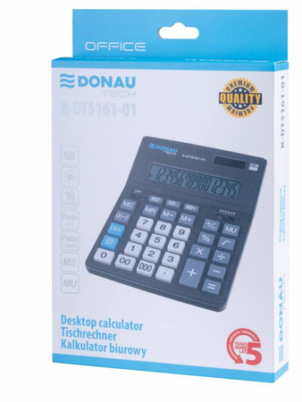 KALKULATOR BIUROWY 201X155X35MM DONAU TECH OFFICE CZARNY SOLARNE+BATERIA