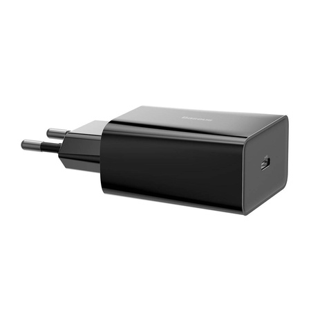 ZESTAW ŁADOWAREK SIECIOWYCH USB-C PD BASEUS MINI, POWER DELIVERY 18W I KABLA USB-C - LIGHTNING 1M (CZARNY) 5SZT.