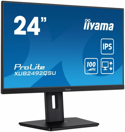 IIYAMA MONITOR 23.8 CALA PROLITE XUB2492QSU-B1 IPS,QHD,USB-C,100HZ,3XUSB(3.2),HDMI,DP 300CD/M2,FREESYNC,2X2W,HAS(150MM),PIVOT
