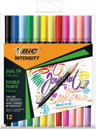 PISAKI DWUSTRONNE BIC INTENSITY DUAL TIP PASTEL 503847 MIX*12