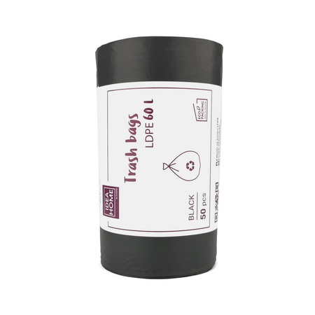 WORKI NA ŚMIECI LDPE CZARNE 60L 50SZT
