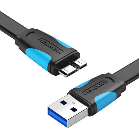 PŁASKI KABEL USB 3.0 A DO MICRO B VENTION VAS-A12-B050 0,5M CZARNY