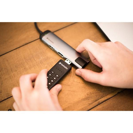 VERBATIM USB FLASH DISK, USB 3.0, 32GB, KEYPAD SECURE, CZARNY, 49427, 256BITOWE SZYFROWANIE AES, LED ZŁĄCZE USB A