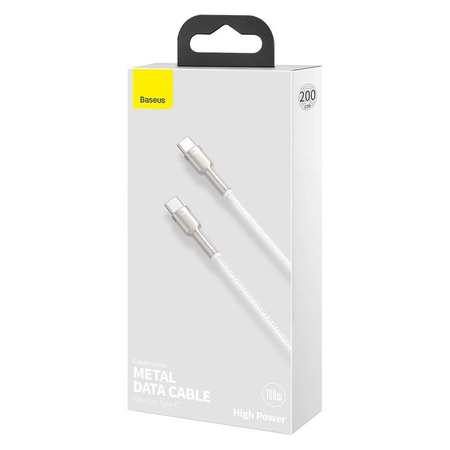 Kabel USB-C do USB-C Baseus Cafule, 100W, 2m (biały)