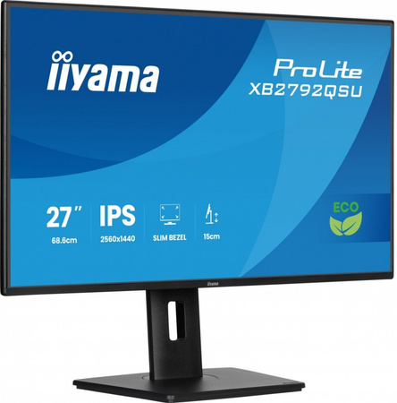 IIYAMA MONITOR 27 CALI XB2792QSU-B1   IPS,QHD, HAS (150) PIVOT,              120HZ,HDMI,DP, 350CD,1500:1, CIENKIE RAMKI, 2XUSB 3.2, ERP B