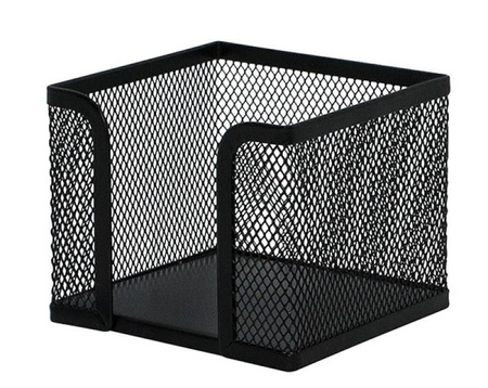 POJEMNIK NA KOSTKĘ BIUROWĄ 95X95X80MM Q-CONNECT OFFICE SET CZARNY METALOWA SIATKA
