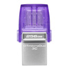 KINGSTON USB FLASH DISK OTG, USB 3.0, 256GB, DATA TRAVELER MICRODUO3 G2, SREBRNO-FIOLETOWY, DTDUO3CG3/256GB, USB A / USB C