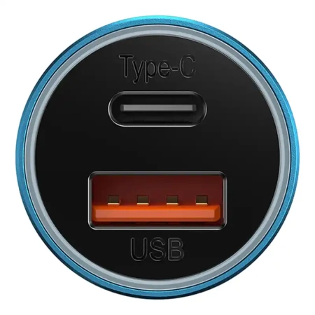 Ładowarka samochodowa Baseus Golden Contactor Max, USB + USB-C, 60W (niebieska)