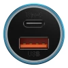 Ładowarka samochodowa Baseus Golden Contactor Max, USB + USB-C, 60W (niebieska)