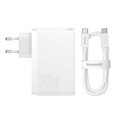 ŁADOWARKA SIECIOWA BASEUS GAN5 PRO 2XUSB-C + USB, 140W (BIAŁA)