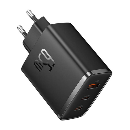 ŁADOWARKA SIECIOWA BASEUS OS-CUBE PRO 2XUSB-C + USB, 65W (CZARNA)