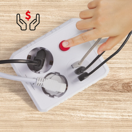 MACLEAN LISTWA ZASILAJĄCA, MCE388 W 2 GNIAZDA, 3XUSB, 110-240V AC 50/60HZ, 2.1A MAX 2500W, 3M BIAŁA