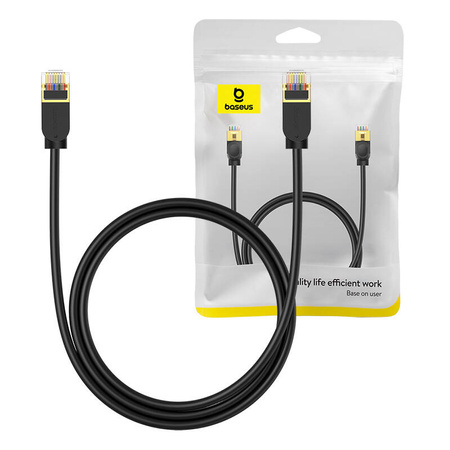 KABEL SIECIOWY BASEUS HIGH SPEED, ETHERNET RJ45, GIGABIT, CAT.7, 1M (CZARNY)