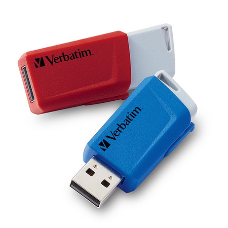 VERBATIM USB FLASH DISK, USB 3.0, 32GB, STORE N CLICK, MIX KOLORÓW, 49308, USB A, Z WYSUWANYM ZŁĄCZEM. 2 SZT