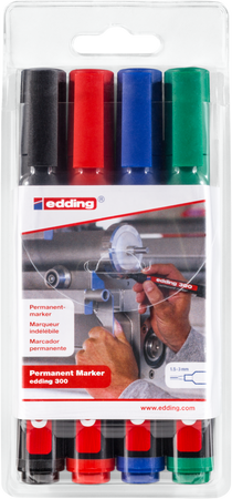 MARKER PERMANENTNY EDDING 300 MIX*4 1.5-3MM 4SZT