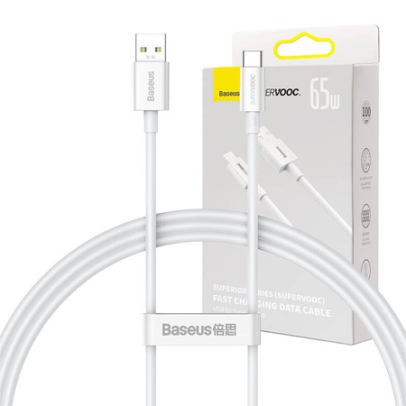 KABEL USB DO USB-C BASEUS SUPERIOR SERIES, 65W, 1M (BIAŁY)