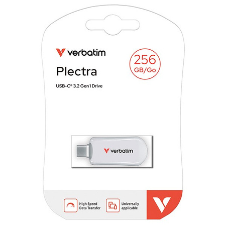 VERBATIM USB FLASH DISK, USB C, 256GB, PLECTRA, BIAŁY, 30230, USB C