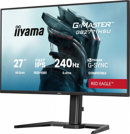IIYAMA MONITOR 27 CALI GB2771HSU-B1 0.4MS,FAST IPS, HAS (150) PIVOT,        1XUSB 3.2, 1XUSB C, 240HZ, DP, 2XHDMI,ADAPTIVE G-SYNC-1920X1080@48-240HZ D
