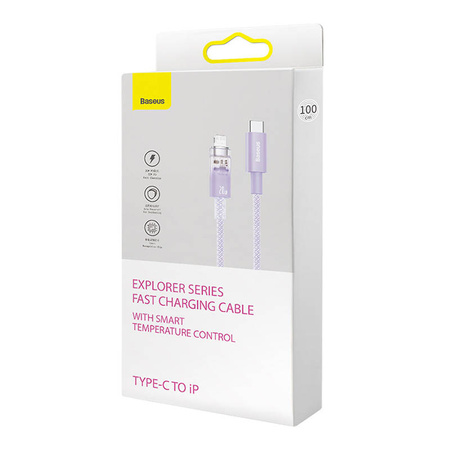 KABEL SZYBKO ŁADUJĄCY BASEUS USB-C DO LIGHTNING  EXPLORER SERIES 1M, 20W (FIOLETOWY)