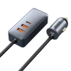 Ładowarka samochodowa Baseus Share Together z przedłużaczem, 2x USB, 2x USB-C, 120W (szara)