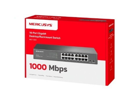 TP-LINK PRZEŁĄCZNIK MERCUSYS 16-PORT GIGABIT DESKTOP/RACKMOUNT SWITCH PORT: 16× GIGABIT RJ45 PORTS
