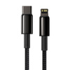 KABEL USB-C DO LIGHTNING BASEUS TUNGSTEN GOLD, 20W, 5A, PD, 2M (CZARNY)