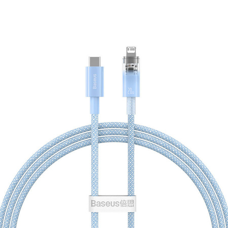 KABEL SZYBKO ŁADUJĄCY BASEUS USB-C DO LIGHTNING  EXPLORER SERIES 1M, 20W (NIEBIESKI)
