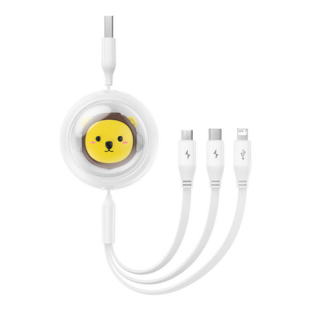 KABEL ŁADOWANIA 3W1 BASEUS USB DO USB-C, USB-M, LIGHTNING 3,5A, 1,1M (WHITE)