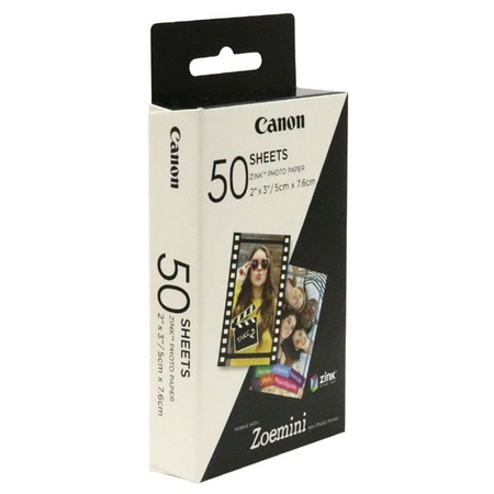 CANON ZINK PHOTO PAPER, ZINK, FOTO PAPIER, BEZ MARGINESU TYP POŁYSK, ZERO INK TYP 3215C002, BIAŁY, 5X7,6CM, 2X3", 50 SZT., TERMO,C