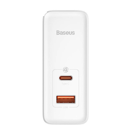 ŁADOWARKA SIECIOWA BASEUS GAN5 PRO, USB-C + USB, 100W + KABEL (BIAŁA)