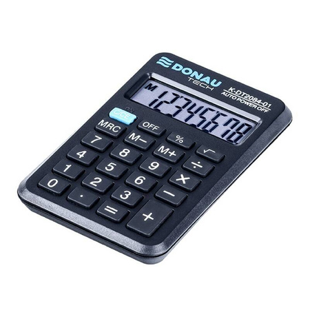 KALKULATOR KIESZONKOWY 97X62X11MM DONAU TECH CZARNY BATERIA