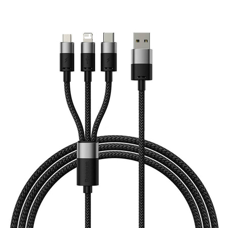KABEL SZYBKIEGO ŁADOWANIA  BASEUS STARSPEED USB DO M+L+C 3.5A 0.6M(BLACK)