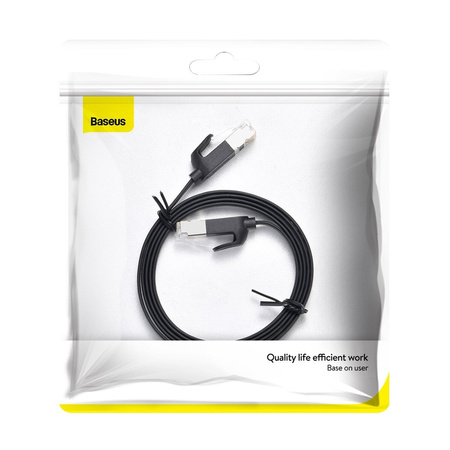 Płaski kabel sieciowy Baseus High Speed, Ethernet RJ45, Gigabit, Cat.6, 1m (czarny)