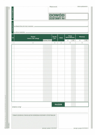 DRUK AKCYDENSOWY DOWÓD DOSTAWY A5 MICHALCZYK I PROKOP WIELOKOPIA 80 KART. 
