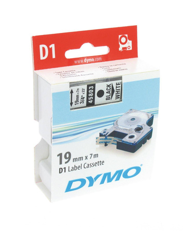 TASIEMKA ORYGINALNA KOLOR NADRUKU: CZARNY/KOLOR TŁA: BIAŁE DYMO S0720830/45803 19MM X 7 M