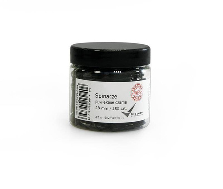 SPINACZE OKRĄGŁE 28MM VICTORY OFFICE PRODUCTS 6028SM150-01 CZARNE METALOWEPOWLEKANE W SŁOIKU MAŁYM 150SZT